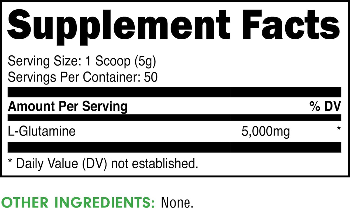 Bucked Up L-Glutamine (5000mg), Essentials (50 Servings, 250 Grams)