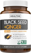 Cold-Pressed Black Seed Oil Capsules - Vegan Non-GMO Nigella Sativa Black Seed Oil Supplement with Ginger Extract for Wellness & Digestive Health Support - Gingerol & Thymoquinone-Rich (1 Month)