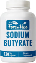 Sodium Butyrate Supplement 1200mg, Yielding 960mg Butyric Acid, 120 Vegan Capsules, 2 Month Supply, Non-GMO & Gluten Free Postbiotic Supplement