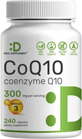 DEAL SUPPLEMENT CoQ10 300mg with Omega 3 100mg, 240 Capsules | Bioavailable Coenzyme Q10 Formula | Supports Heart, Energy & Brain Health | Antioxidant Support | Non-GMO