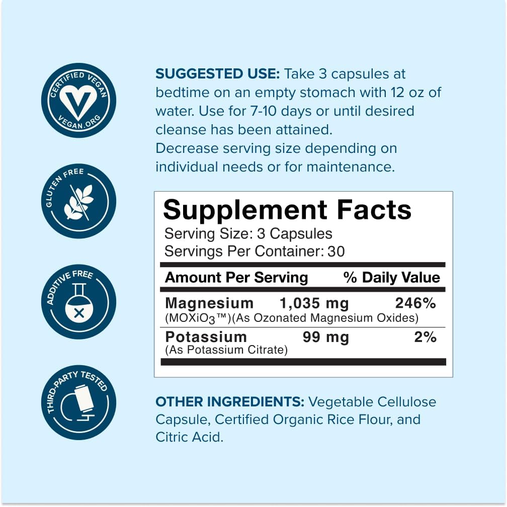 nbpure MagO7 - Natural Colon Cleanse & Detox | Occasional Constipation Relief, Stool Softening, & Bloating Support for Men & Women | Ozonated Magnesium Oxide, 90 Capsules | Gentle overnight relief, No painful cramping, Eases constipation & bloating, Ozona