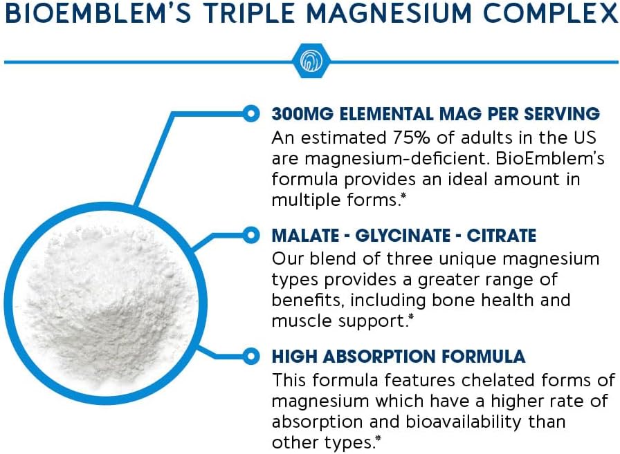 BioEmblem Triple Magnesium Complex and Joint Support for Enhanced Joint Health, Vegan, Non-GMO
