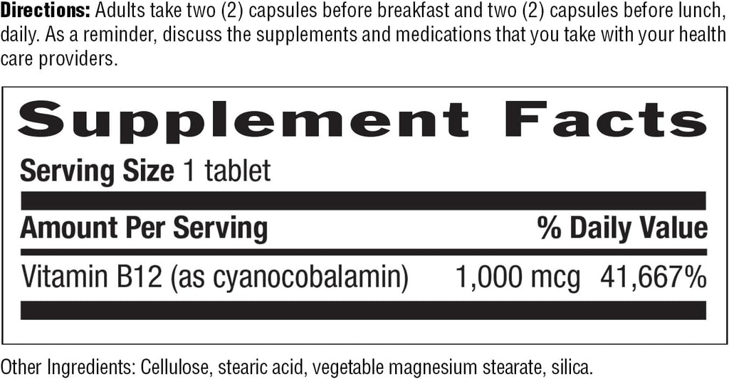 Country Life Vitamin B12 1,000 mcg, Vegan Energy Support, 60 Tablets
