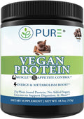 PURE® Vegan Protein Powder - 25g Plant Based Protein, 15 Servings - Pea & Mung Bean Blend with Digestive Enzymes - Dairy-Free - Muscle Recovery & Appetite Control - Chocolate 525 Grams