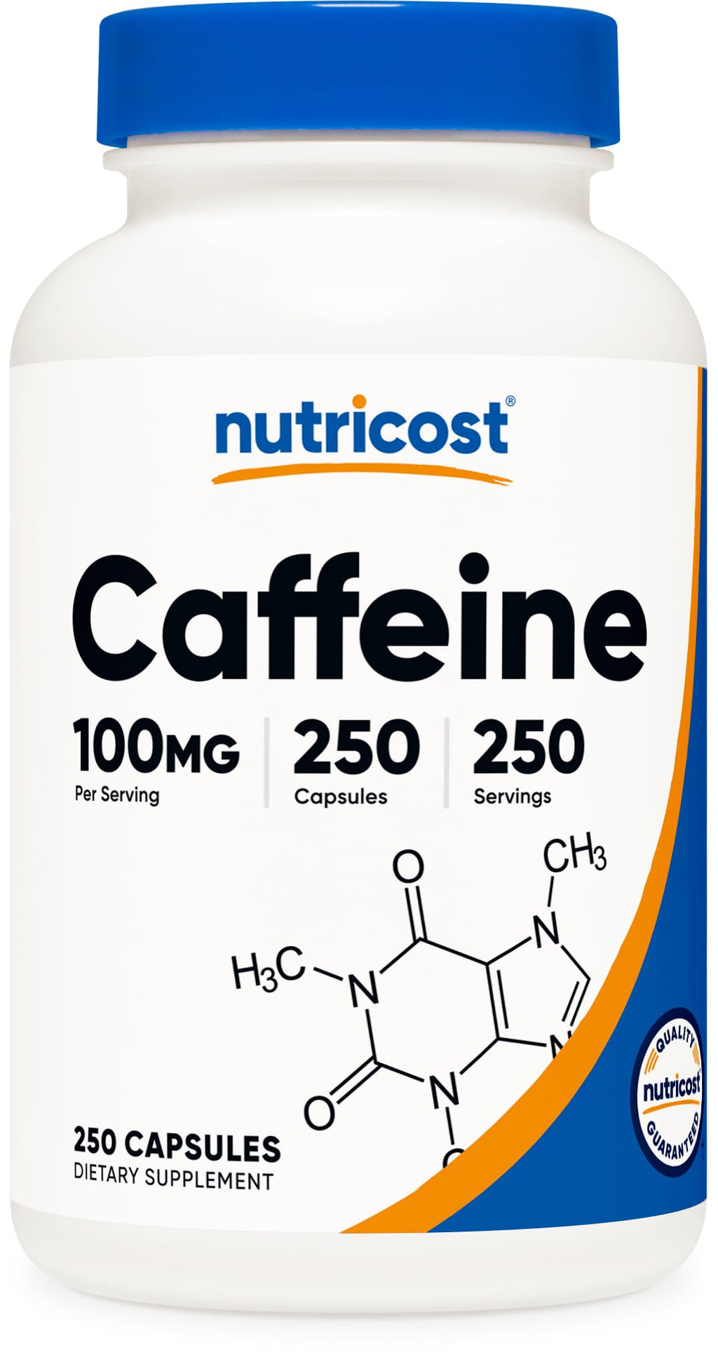 Nutricost Caffeine Pills 100mg Per Serving, 250 Capsules