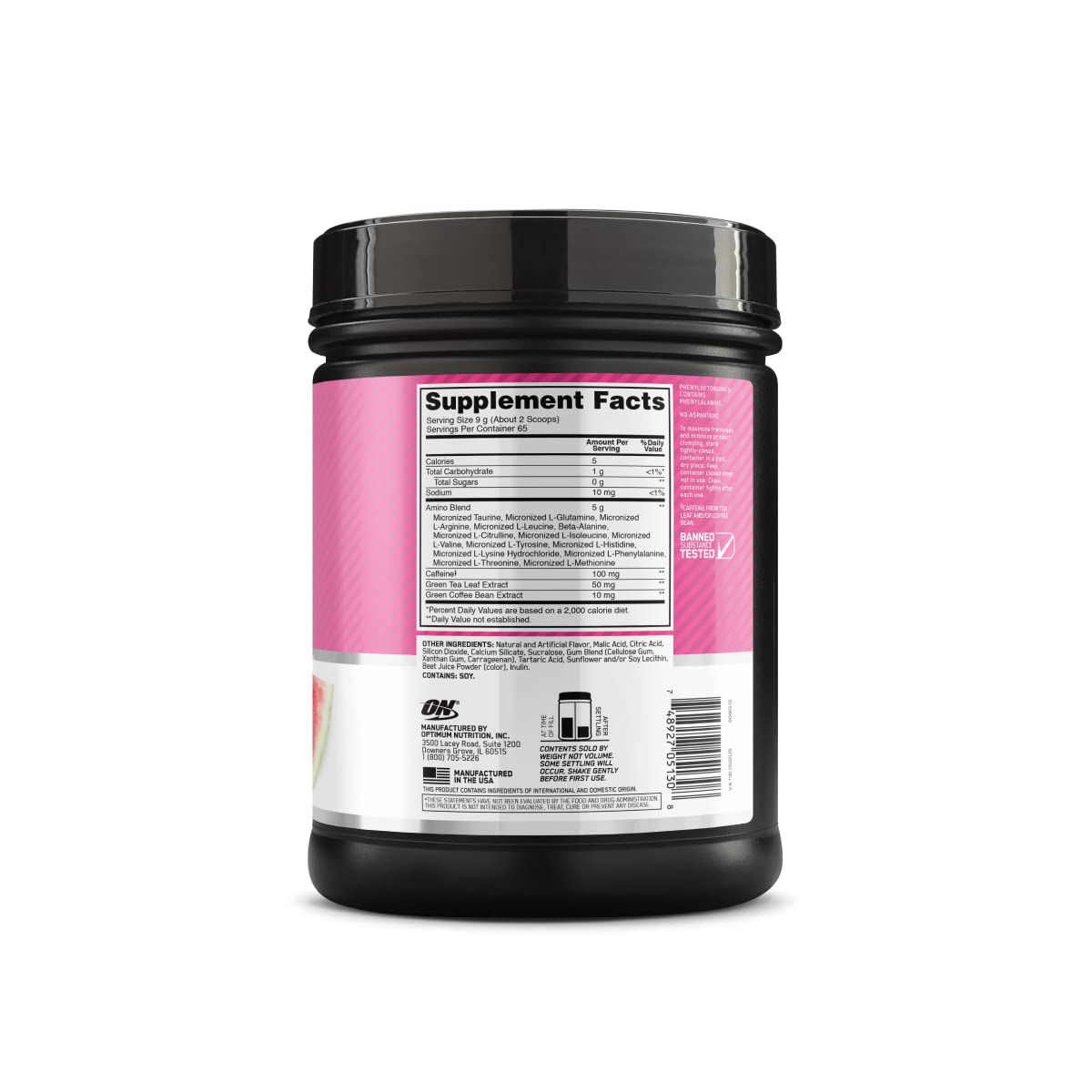 Optimum Nutrition, Amino Energy - Pre Workout with Green Tea, Bcaa, Amino Acids, Keto Friendly, Green Coffee Extract, Energy Powder - Concord Grape, 65 Servings