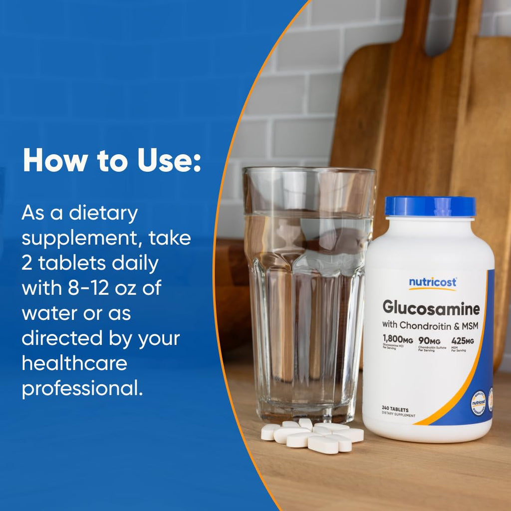 Nutricost Glucosamine 1800mg with Chondroitin & MSM, 240 Tablets, 120 Servings