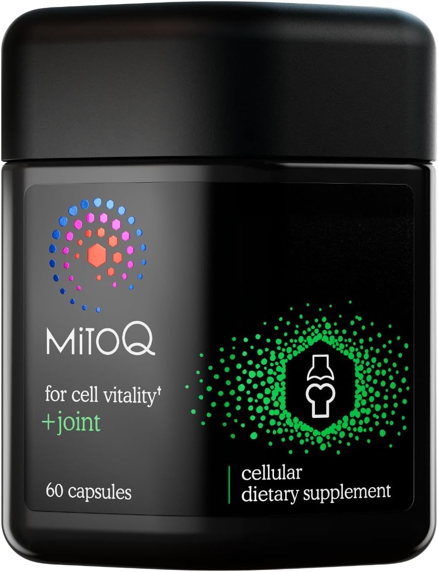 MitoQ +Joint Advanced CoQ10 Antioxidant Supplement - Contains Mitoquinol Mesylate & Green Lipped Mussel Omega Oil Extract - Supports Healthy Joint, Mobility and Cell Vitality (60 Softgel Capsules)