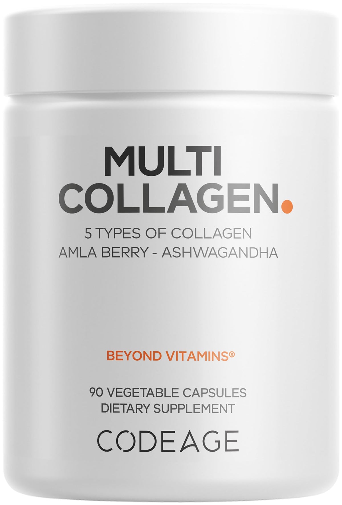 Codeage Multi Collagen Peptides Protein Capsules, 5 Collagen Types, Grass-Fed & Hydrolyzed Bovine Collagen Pills Supplement, Ashwagandha, Amla Berry Vitamins, Collagen Peptides - 90 Capsules