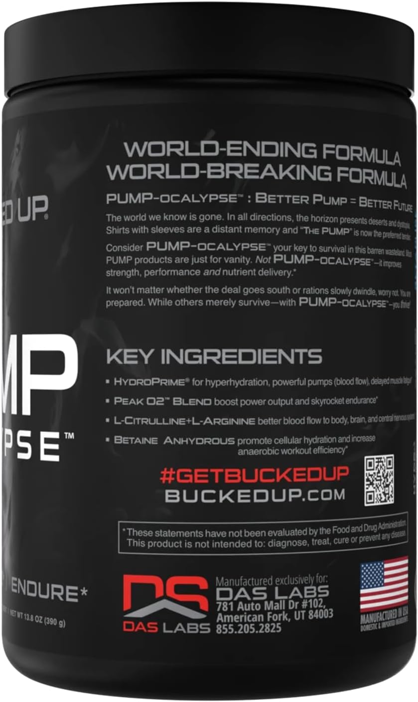 Pump-ocalypse Blood Raz | Nitric Oxide and L Arginine Supplement with Citrulline Malate, GlycerPump | Ultimate N.O. Booster | Lean Muscle Support for Blood Flow, Vascularity, Hydration and Endurance