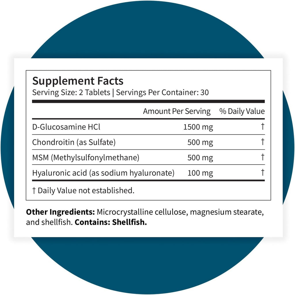Pattern Wellness Glucosamine Chondroitin Complex with MSM & Hyaluronic Acid – Supports Joint, Cartilage & Flexibility Health – 60 Tablets