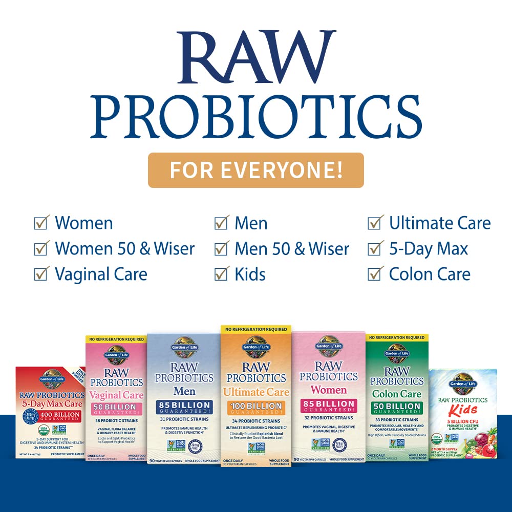Garden of Life Raw Probiotics for Women's Vaginal Care with Acidophilus, Shelf Stable Probiotic Promotes Yeast Balance, Vaginal, Urinary Tract Health, 30 Vegetarian Capsules | 38 Probiotic Strains, Supports Vaginal & Urinary Tract Health, Vegetarian, Shel