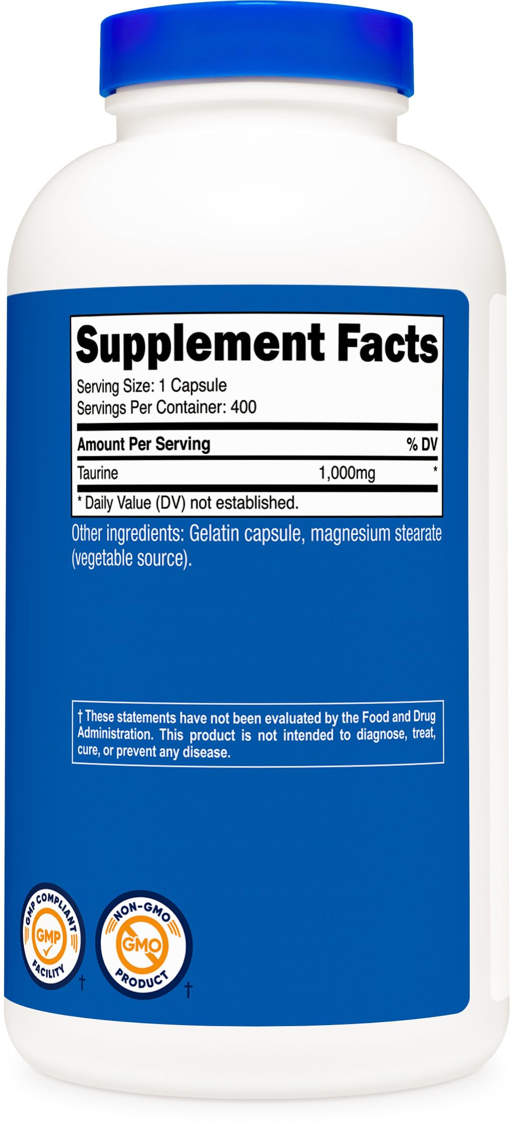 Nutricost Taurine 1000mg, 400 Capsules