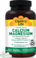 Country Life Target-Mins Calcium Magnesium with Vitamin D, 240 Capsules