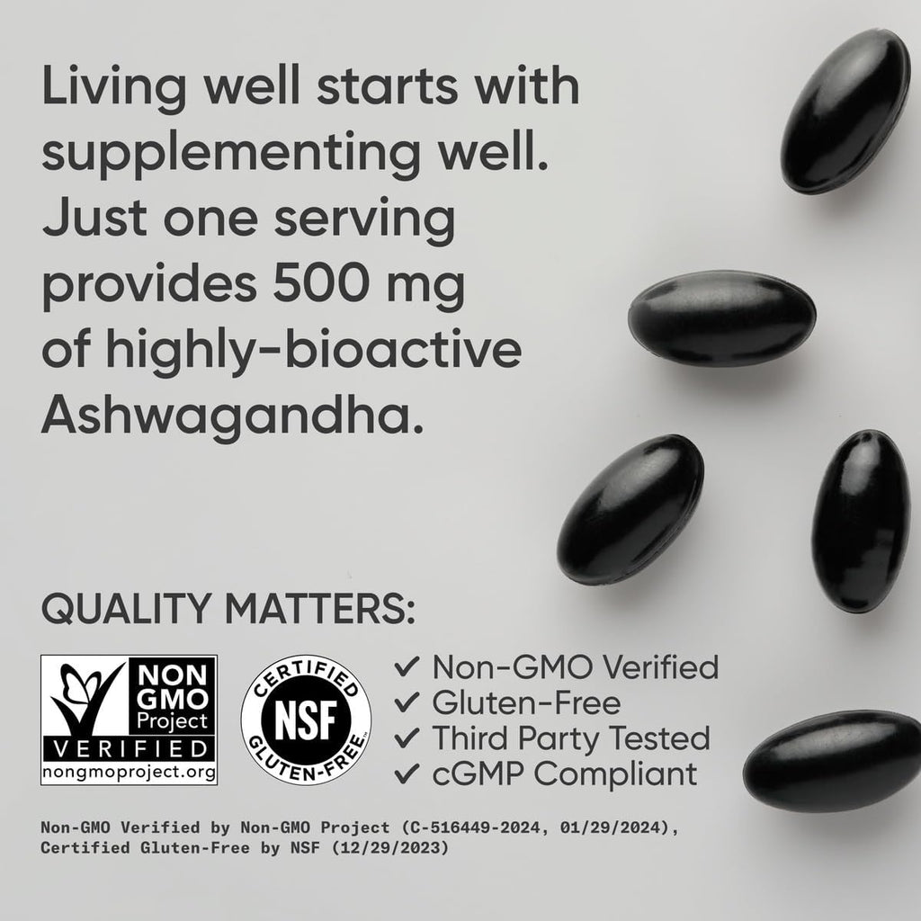 Sports Research® Ashwagandha Softgels with Coconut MCT Oil - Natural Adaptogen Made with Shoden® Ashwa for Relaxation, Calm & Sleep Support - Gluten Free & Vegan Friendly - 60 Count