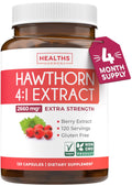 Super Potent Hawthorn Berry Extract Capsules - Hawthorn Berry Supplement Made from Extra Strength Concentrate to Support Heart and Digestive Health - Vegan Non-GMO & Gluten Free (4 Month Supply)