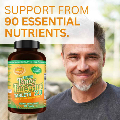 Youngevity Beyond Tangy Tangerine 2.0 Multi-Vitamin & Mineral Complex - Made with Natural & Whole Foods | 160,000 ORAC | 120 Tablets | 1 Bottle
