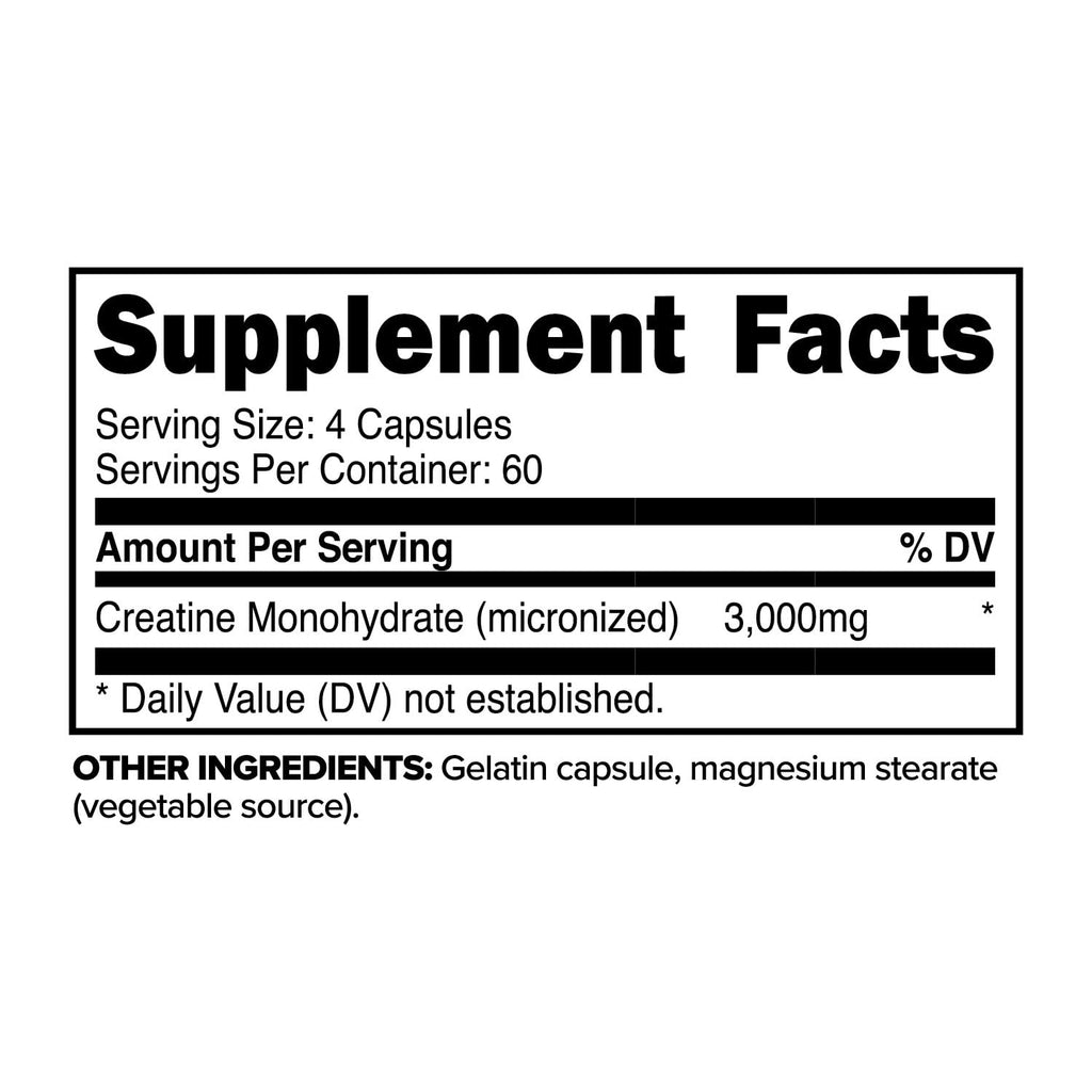 Primaforce Creatine Monohydrate Capsules - 240 Capsules, 3,000mg per Serving, Gluten Free and Non-GMO