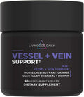 Livingood Daily Vessel & Vein Support, Circulation & Vein Support Supplement with Diosmin, Horse Chestnut, Nattokinase, Gotu Kola & Vitamin K2, Vascular & Vein Health Formula, Gluten Free, 60 Capsules