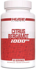 Huge Supplements 100% Pure Citrus Bergamot Extract 10:1 Capsules - 1000mg per Serving - Supports Digestion, Stress Management, and Immune Health (120 Capsules)