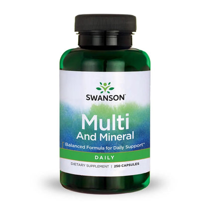 Swanson Multi and Mineral Daily Men's Women's Multivitamin Multimineral Health Supplement 250 Capsules (Caps) Swanson