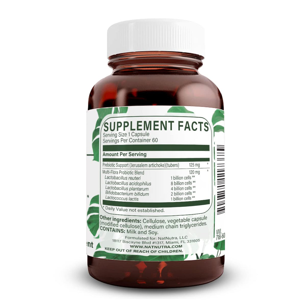 Natural Nutra Probiotic Quattro, 50 Vegetarian Capsules | Advanced Probiotic Supplement, 4 Powerful Strains Including Lactobacillus Acidophilus, Bifidus, Supports Digestive