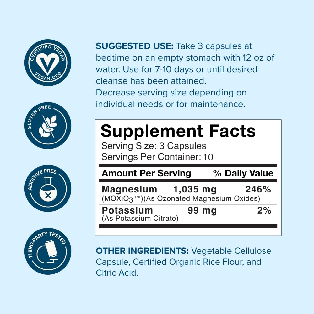 nbpure MagO7 - Natural Colon Cleanse & Detox | Occasional Constipation Relief, Stool Softening, & Bloating Support for Men & Women | Ozonated Magnesium Oxide, 90 Capsules | Gentle overnight relief, No painful cramping, Eases constipation & bloating, Ozona