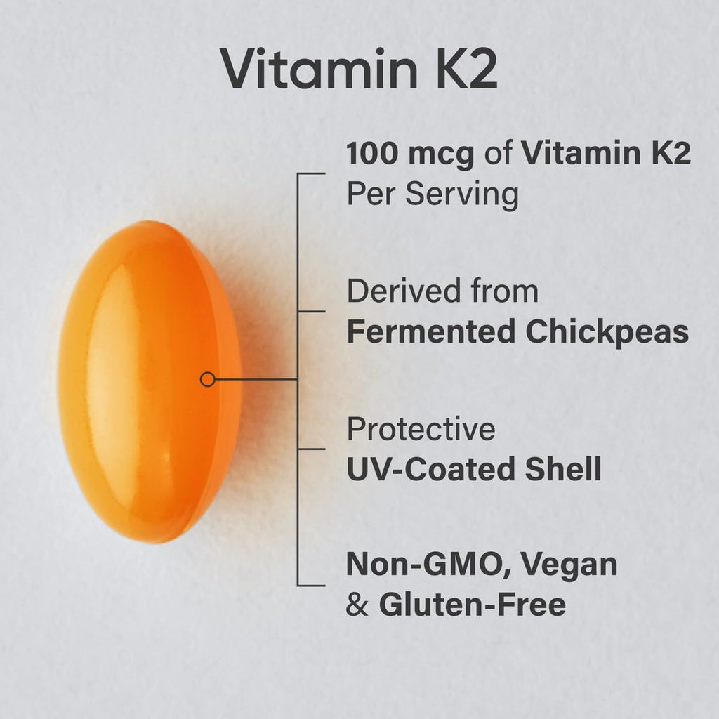 Sports Research® Vitamin K2 as MK-7 100mcg with Coconut MCT Oil - 60 Veggie Softgels (2 Month Supply) Vegan Certified, Non-GMO Verified, Gluten & Soy Free