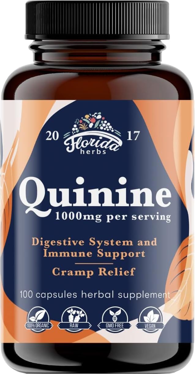Quinine for Leg Cramps 1000 mg - 110 Capsules - Cinchona Bark Extract Supplement - Quinine Capsules - Vegan, Non - GMO