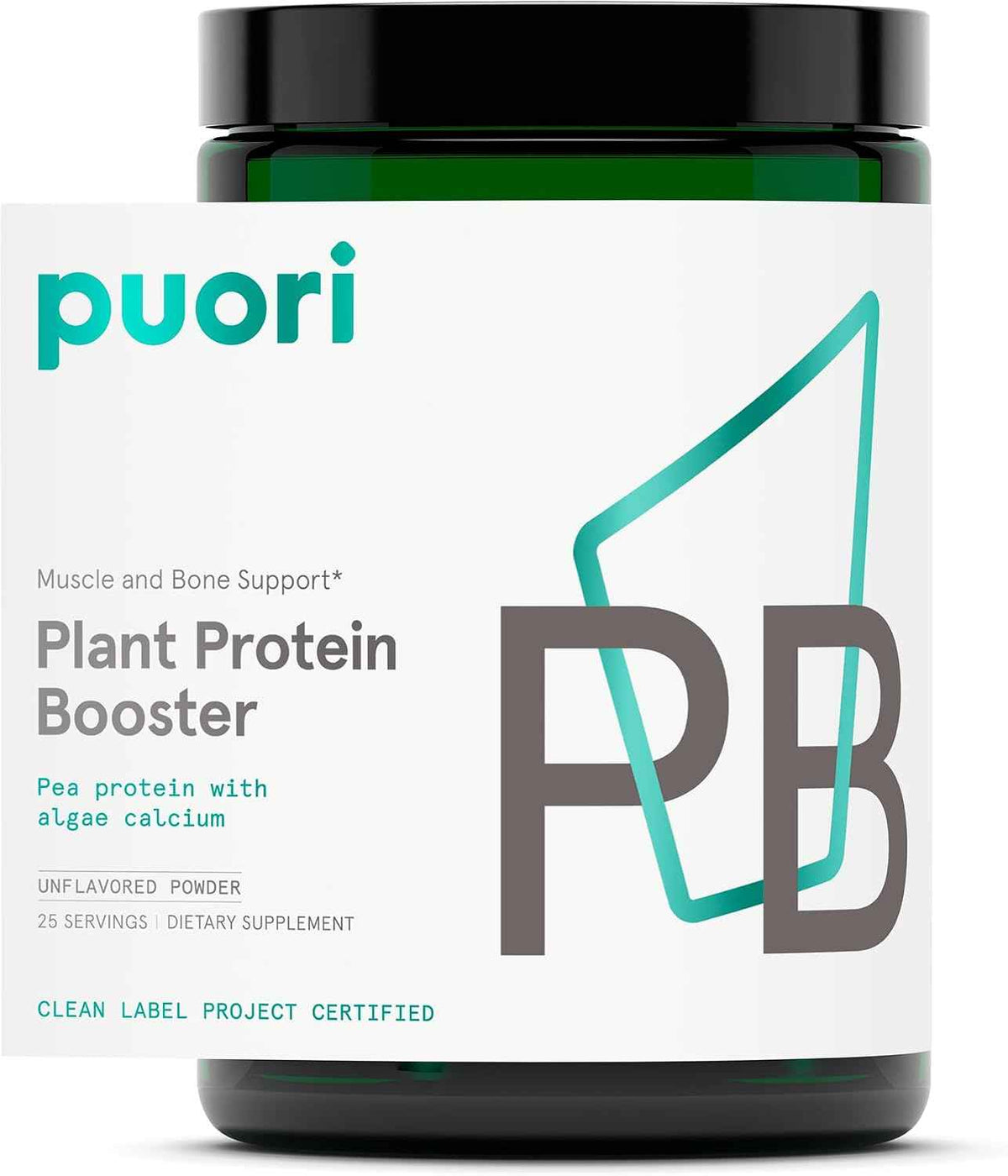 Puori Vegan Protein Powder, Unflavored - Plant-Based Protein Powder with Pea Protein, Algae Calcium - Workout Supplement for Sustained Energy, Bone Health, Muscle Recovery & Growth - 25 Servings