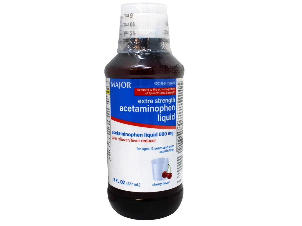MAJOR Adult Extra Strength Liquid Acetaminophen - 500 mg Acetaminophen/15 mL Dose - Pain Reliever and Fever Reducer - Cherry Flavor - 8 Fl Oz (Packaging May Vary) MAJORBuy Supplements Australia