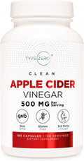 Type Zero Apple Cider Vinegar Capsules (500mg) 180 Capsules, Gluten-Free | GMO-Free Supplement