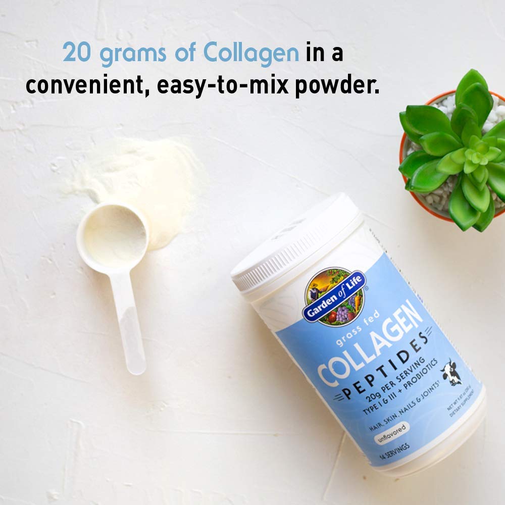 Garden of Life Grass Fed Collagen Peptides Powder Unflavored Collagen Powder for Women Men Hair Skin Nails Joints, Hydrolyzed Collagen Protein Supplements, Collagen for Women & Men, 28 Servings