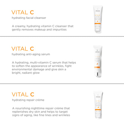 supplement products​IMAGE Skincare, VITAL HYDRATION 3-Step Vitamin C Routine, Made with Hyaluronic Acid for Anti-Aging, Dry, Dull Skin, 3 Piece Skin Care Set - JerryCherryUSA