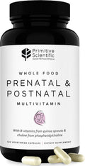 Primitive Scientific Prenatal and Postnatal Multivitamin for Women, with Vitamins A, B, C, D, E, Iodine, and Ginger for Mother & Baby Support, Non-GMO, Gluten-Free (120ct)