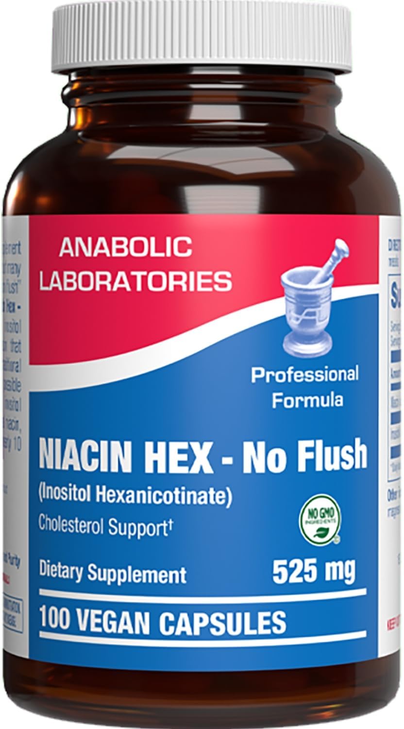 High Absorption Vitamin B3 Niacin Flush Free - Clinical Formula Flush Free Niacin Supplement from Inositol Hexanicotinate for Heart Skin & Nerve Support - Vegan Non-GMO Made in The USA - 100 Servings