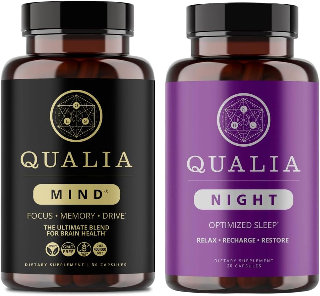 Qualia Mind & Qualia Night | Premium Nootropic Supplement for Mental Performance | Increase Focus | Deep Refreshing Sleep Support | (1 Week Supply)