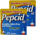 Pepcid AC Maximum Strength - Pack of 2 Boxes - 75 Tablets Per Box - 150 Tablets Total - Prevents & Relieves Heartburn Due to Acid Indigestion & Sour Stomach - 20mg of Famotidine
