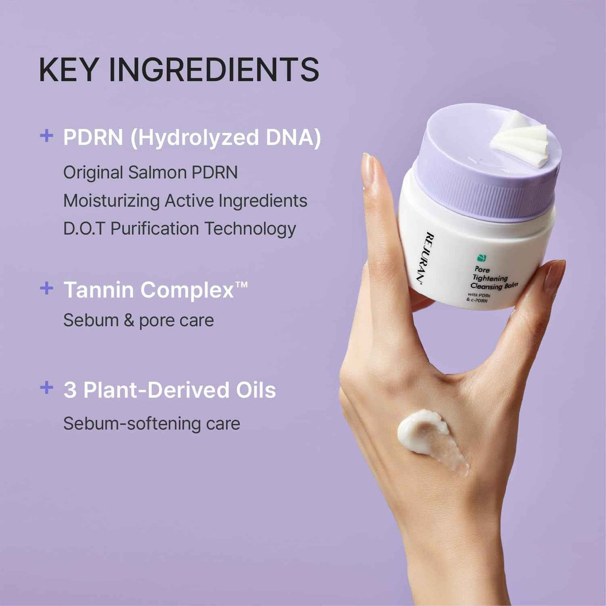 REJURAN® Pore Tightening Cleansing Balm with PDRx & c-PDRN 50ml – Deep Makeup & Blackhead Cleanser with Salmon DNA & Tannin Complex – 3-Step Transforming Balm, Fragrance-Free