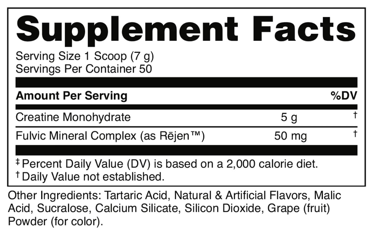 Bucked Up Grape Apple Creatine for Women and Men - Easy to Mix Vegetarian - Flavored Creatine Monohydrate Powder - Made in USA - 5G Per Serving - 50 Servings - 250 Grams Per Container