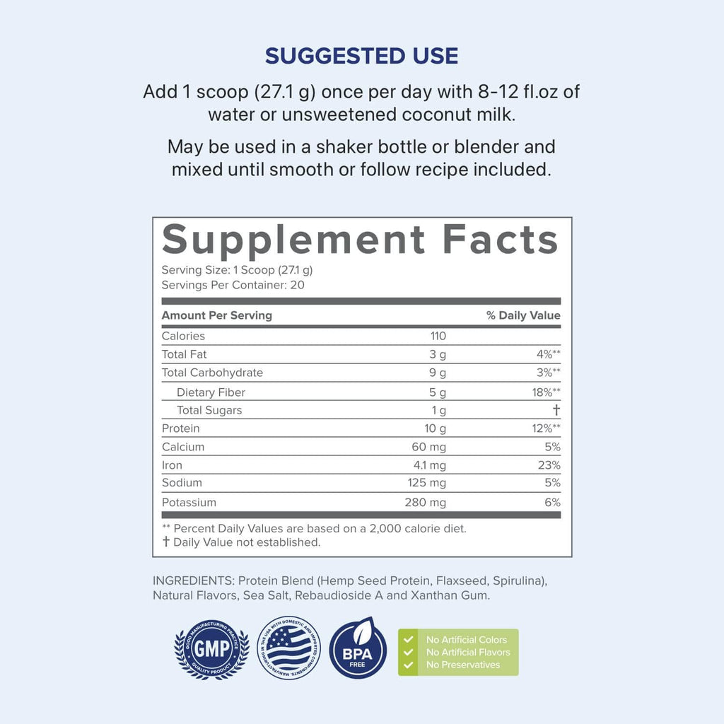 Gundry MD® Pro Plant Complete Shake™ High-Fiber Plant Protein Blend, 20 Servings (Vanilla)