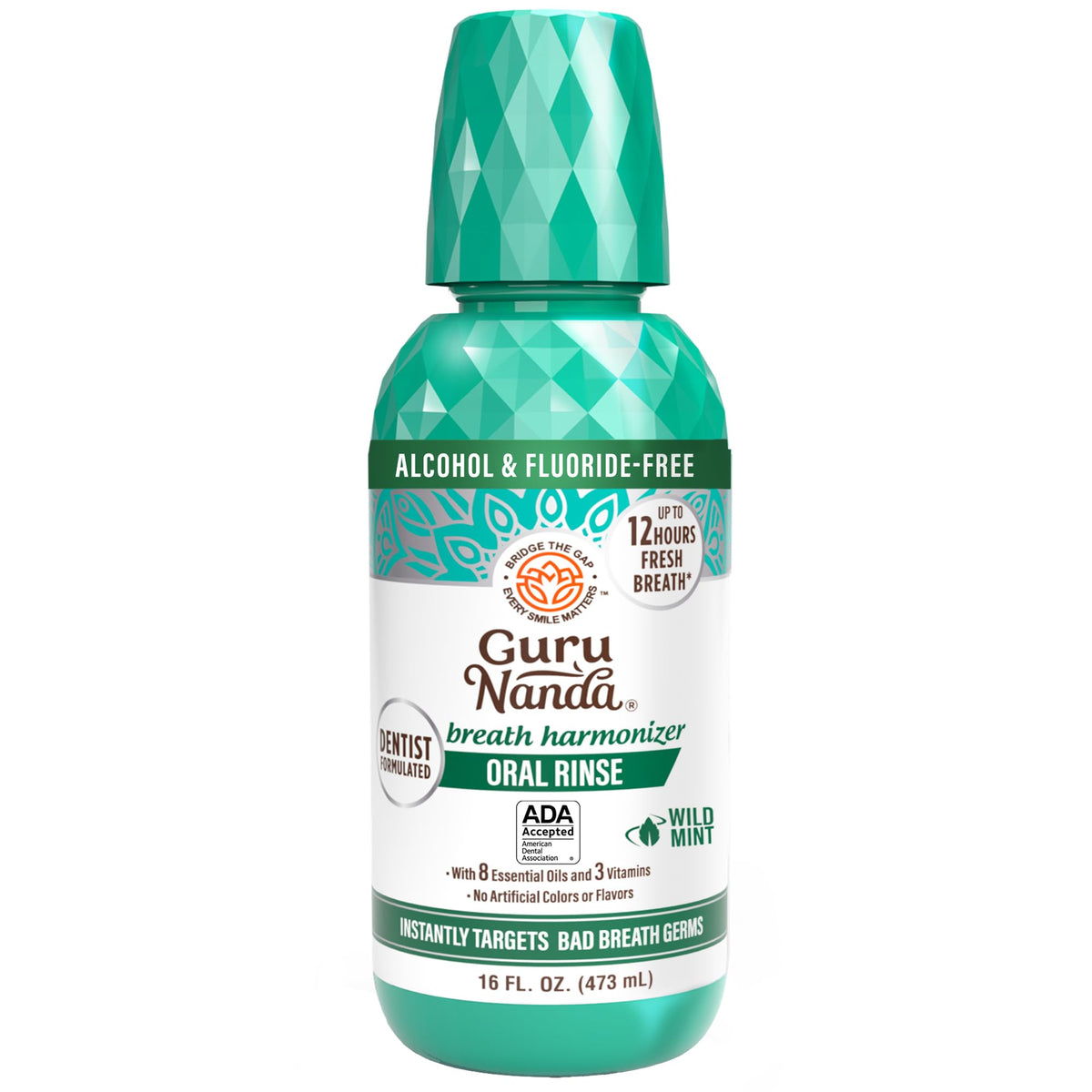 supplement products​GuruNanda Oral Rinse Fresh Breath Mouthwash, ADA-Accepted Alcohol-Free Mouthwash, 7 Essential Oils & Vitamins, SLS & Flouride-Free, Wild Mint, 16 Oz - JerryCherryUSA