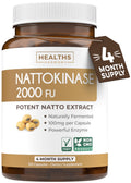 Healths Harmony Nattokinase 2000 FU (Non-GMO) Powerful Nattokinase Supplement Made from Naturally Fermented Soybeans - (4 Month Supply) 120 Vegan Natto Capsules