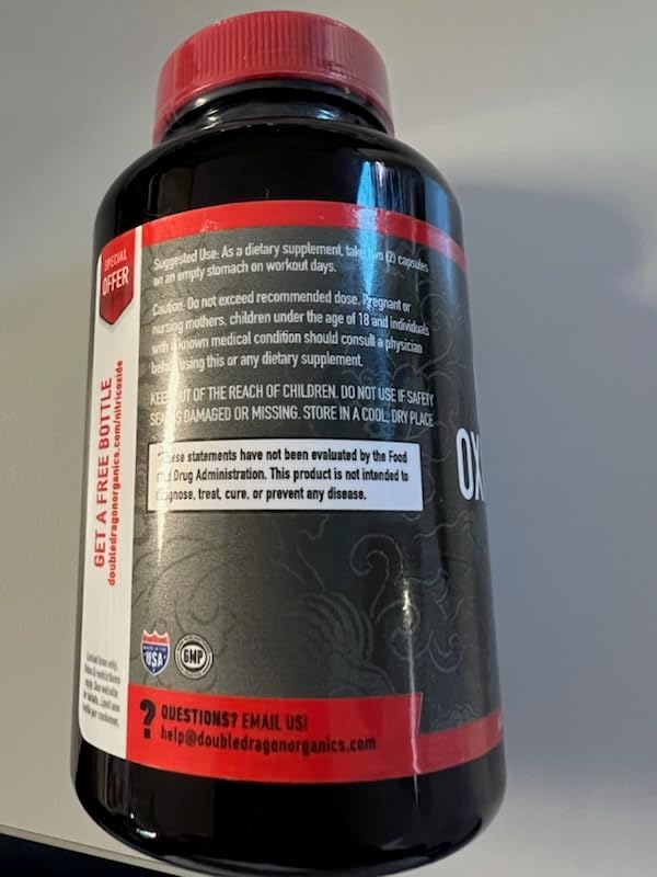 Nitric Oxide Booster Supplement, 1600mg Extra Strength L-Arginine, Citrulline Malate, and Alpha-Ketoglutarate (60 Count, 1 Bottle)