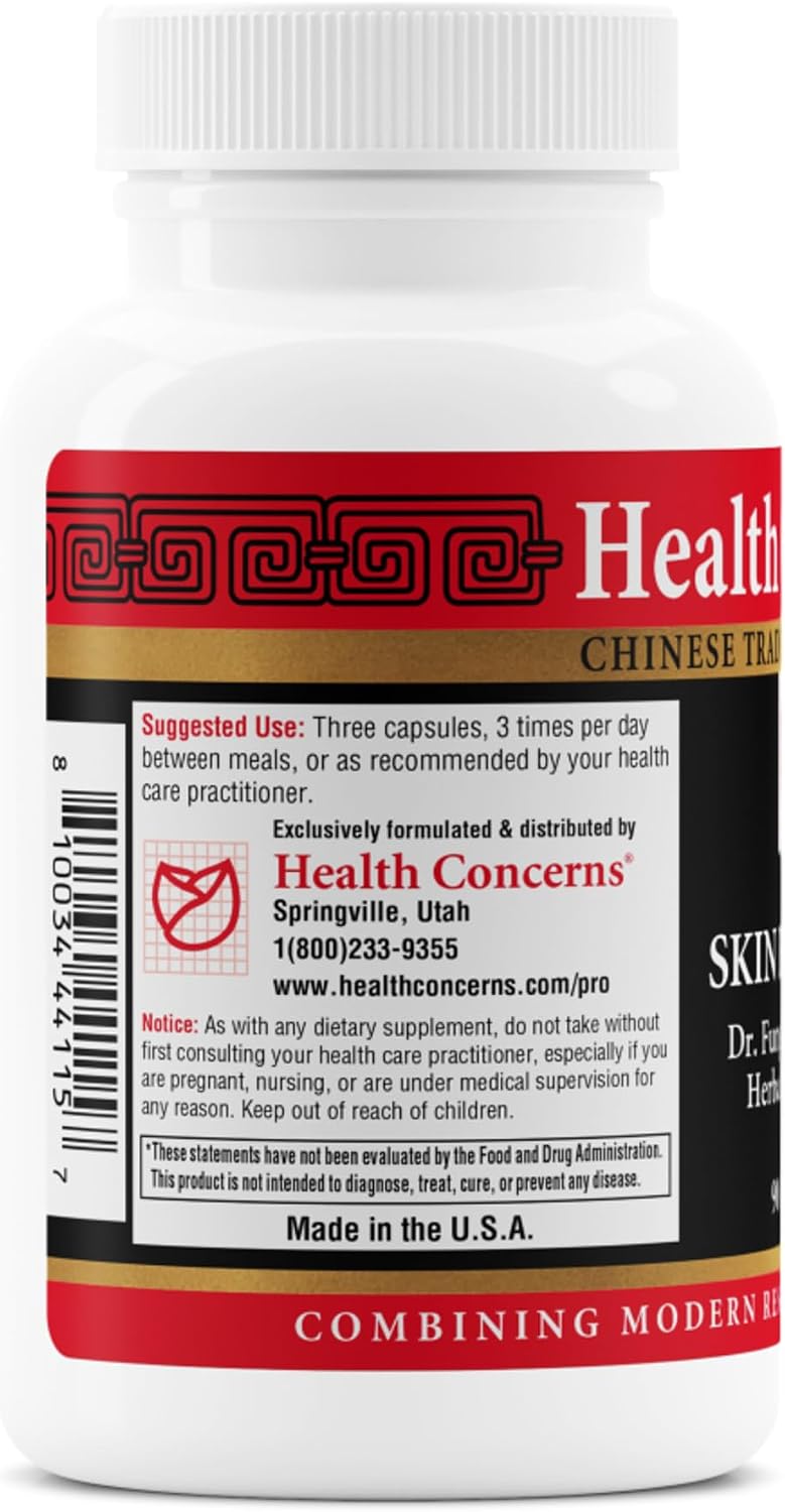 Health Concerns Skin Balance – Herbal Supplement for Skin Support, Itching Relief, & Circulation – Chinese Herbal Supplements for Men & Women – Skullcap, Dong Quai, Coptis Root - 90 Capsules