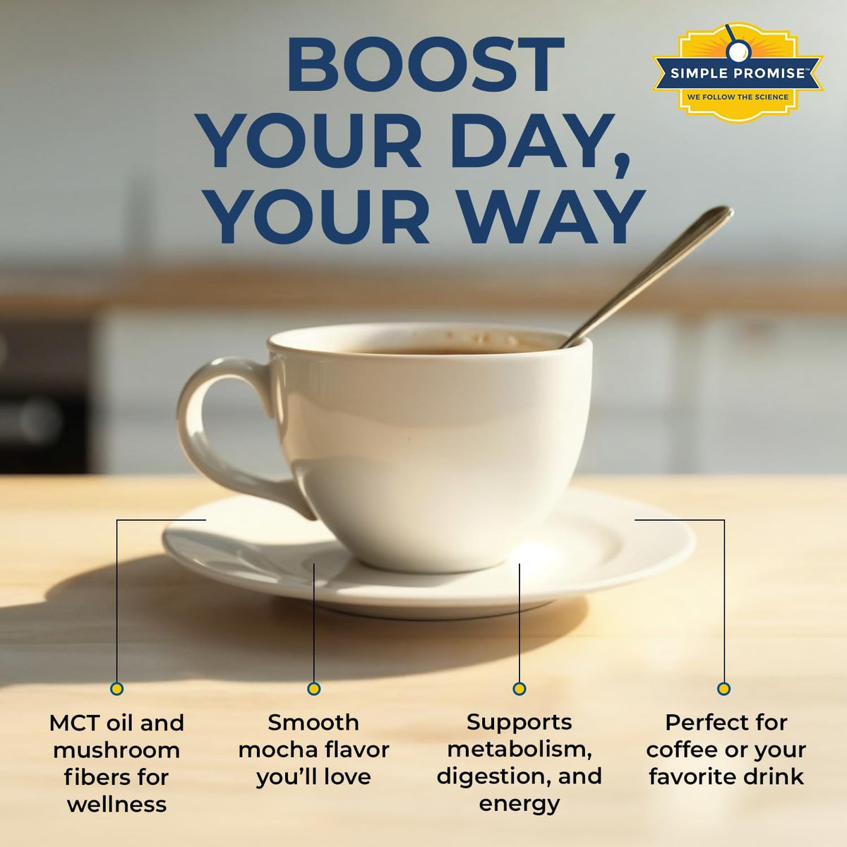 Simple Promise SlimBliss - Sugar Free Coffee Creamer with MCT Oil Powder - Supports Metabolism, Energy, and Digestion - MCT Powder for Coffee, Keto Coffee Creamer, Healthy Mocha Creamer - 30 Servings