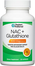 DOCTORS' PREFERRED N-Acetyl L-Cysteine (NAC) + Glutathione | 30 Capsules | Antioxidant Support