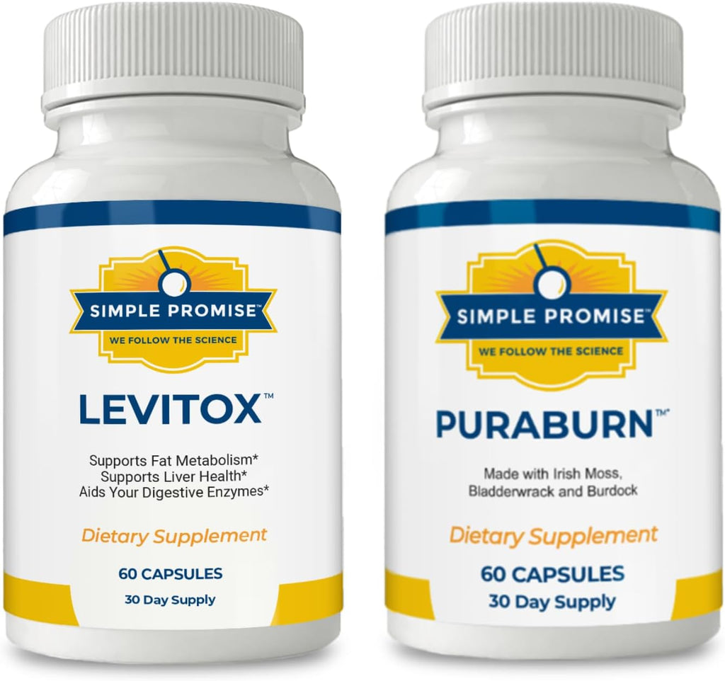 PuraBurn and Levitox Bundle - Gut & Liver Support - Sea Moss, Milk Thistle | Cleanse-Metabolism Duo, For Steady Morning Energy, With Bladderwrack and Dandelion, Two Capsules of Each Daily
