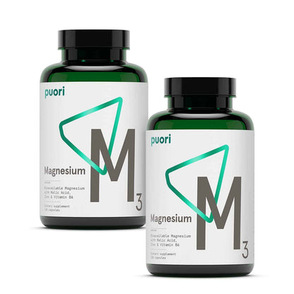 Puori Magnesium Complex Supplement - High Absorption Magnesium Taurinate & Gluconate, Zinc, Vitamin B6 & Malic Acid for Sleep Support, Immune & Bone Health & Muscle Recovery - 120 Vegan Capsules