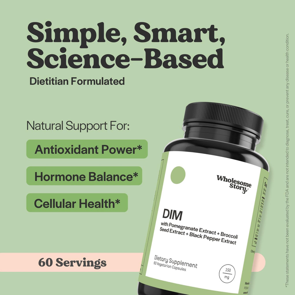 DIM + Zinc, Magnesium & VIT B6 | DIM Supplement for Women and Men with Pomegranate + Zinc Picolinate, Magnesium with Vitamin B6 | Cell & Tissue Healrh | Hormone Balance for Women | 60 & 30 Day Supply
